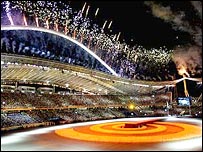Olympijských stadion při závěrečném ceremoniálu