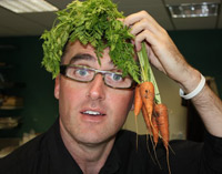 Carrot-top: Mark Patterson wearing carrots wig