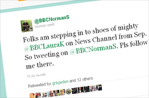 screenshot of @BBCnormanS twitter account
