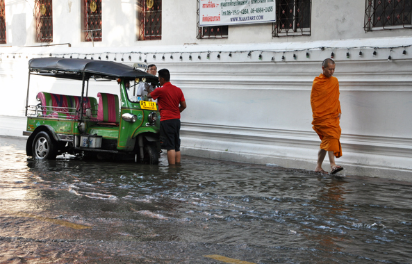 flooded street bangkok, thailand