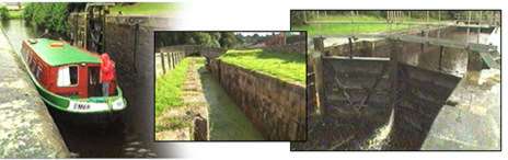 Image of a canal boat at a gate