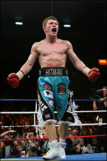 Ricky Hatton celebrates after stopping Jose Luis Castillo in Las Vegas