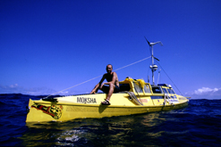 Jason Lewis on pedal boat Moksha on Pacific Ocean - April 1999