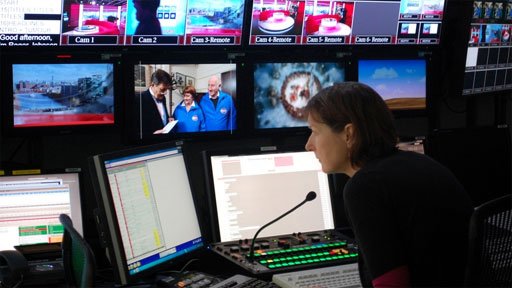 TV director in a production gallery
