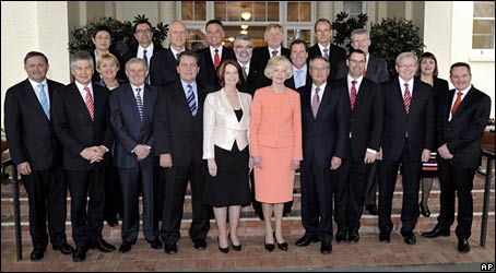 New Australian cabinet with PM Julia Gillard, Canberra, 14 September 2010