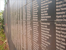 Kigali memorial listing victims' names