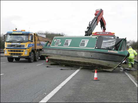 Narrowboat on M1