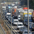 A traffic jam on the motorway