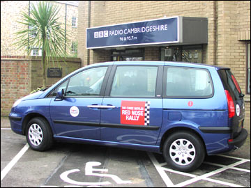 The Red Nose Rally van