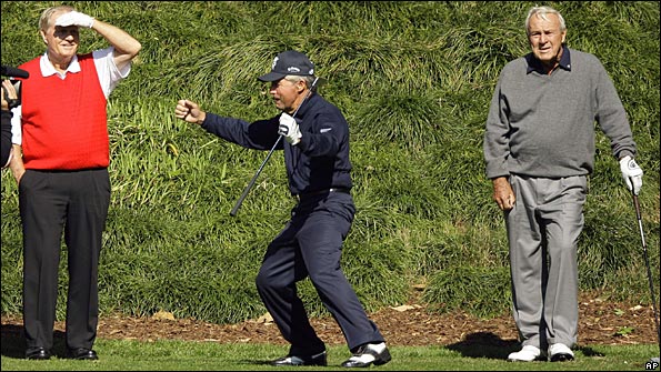 Player celebrates his heroics on the 9th 