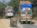 Rickshaw in heavy traffic