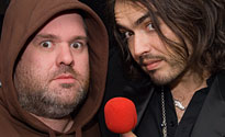 Chris Moyles with Russell Brand on the Red Nose launch day