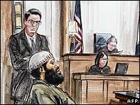 Ilustração do julgamento de Zacharias Moussaoui