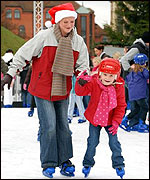 Skaters at York's outdoor ice rink