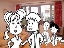 Alice, Tim, Michal and Alice in the sitting room