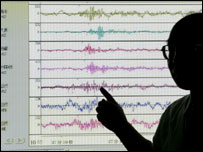 Japonya Meteoroloji Dairesi'nde, Kuzey Kore'nin nükleer denemesi sırasında kaydedilen sarsıntılar