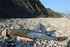 Taking a nap on the beach