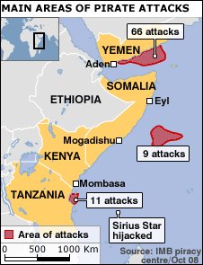 Các khu vực hay bị hải tặc tấn công