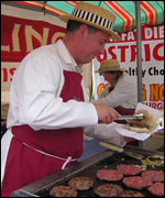 Ostrich burgers on offer at Pudsey Farmers' Market
