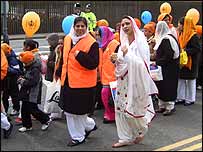 Women and children in the parade