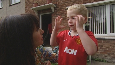 Cael Jones from Wrexham with Lucy Owen
