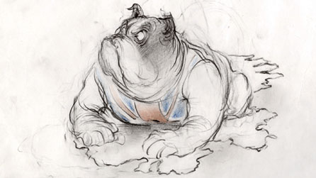 Detail from Joanna Quinn's 1992 satirical short Britannia.