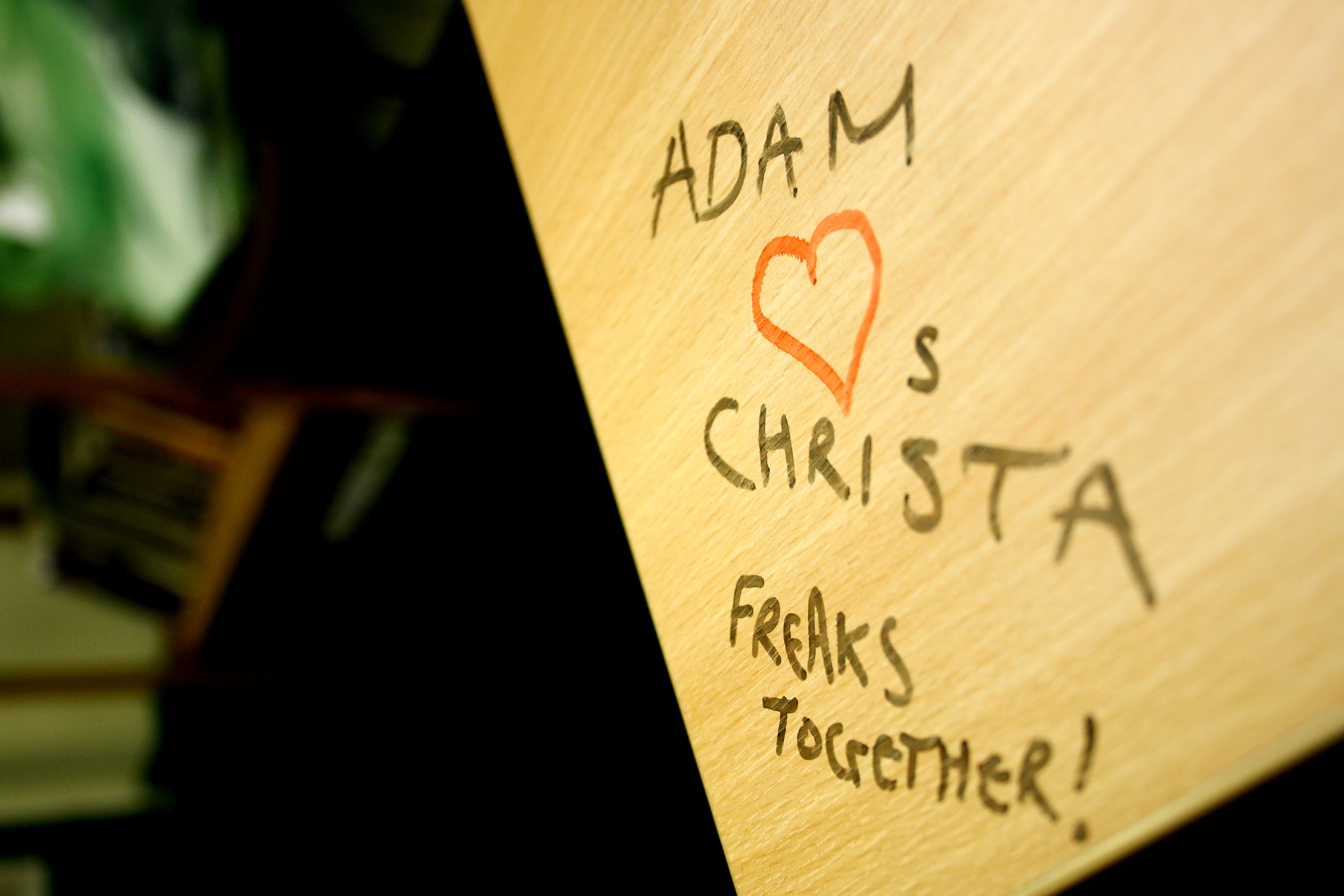 Adam Hearts Christa on Desk