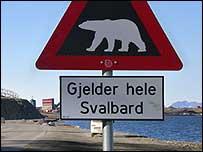 Polar bear road sign, Svalbard. Pic from Getty Images.