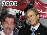 सद्दाम हुसैन और जॉर्ज बुश