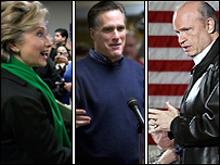 Từ trái: Clinton, Romney, Thompson