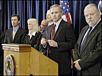 کنفرانس خبری در باره اعلام جرم علیه مظنون اصلی ترور بوش در فیلم