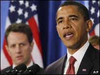 O futuro secretário do Tesouro, Timothy Geithner, e Barack Obama (AP)