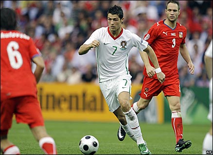 Cristiano Ronaldo against the Czech Republic