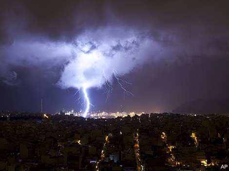 Lightning near Athens