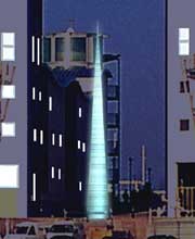 Artist impression of the Needle situated between flats on the St Helier Waterfront