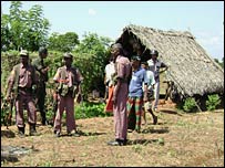 Home guards at the scene of the attack (photo Athula Bandara)