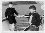 Denys and Vince Docherty on ferry to Arran, 1960s (courtesy Docherty family)