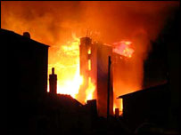 Shannon's Mill on fire