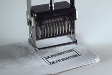 A passport being stamped