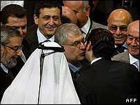 سعد حریری و محمد رعد، نماینده حزب الله