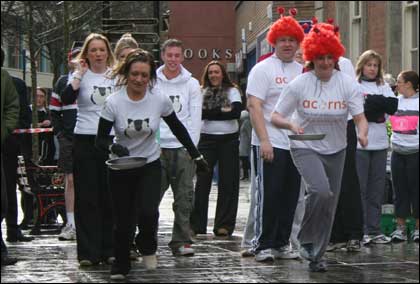 Start of the pancake race