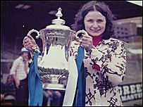 Sandra holding the FA Cup