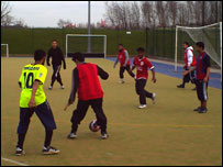 The football game in action