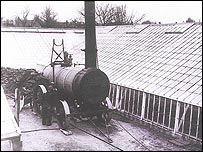 A steam boiler in action