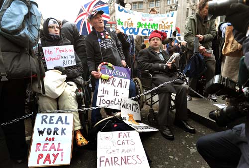 Disabled people protesting at Oxford Circus