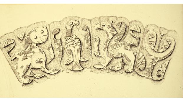 An illustration of the whole design on the beaker. Copyright Trustees of the British Museum