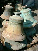 Some of the bells rescued by the Keltek Trust