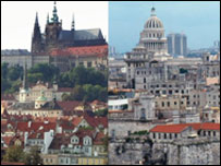 Imagens de Havana e Praga