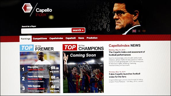A page of the Capello Index website