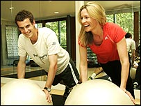 Andy Murray is interviewed on Inside Sport in the gym by Gabby Logan